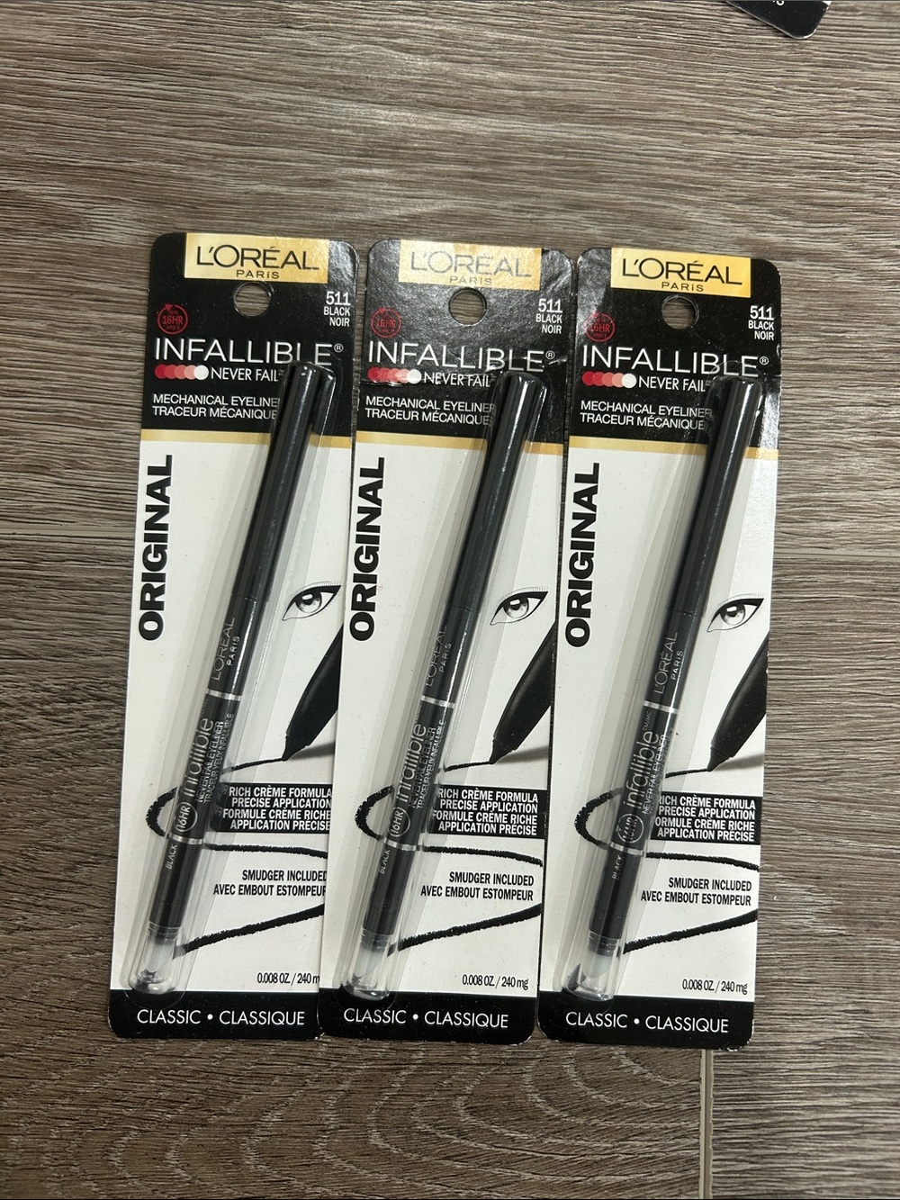 3X L'Oreal Infallible Mechanical Eyeliner Pencil #511 Black